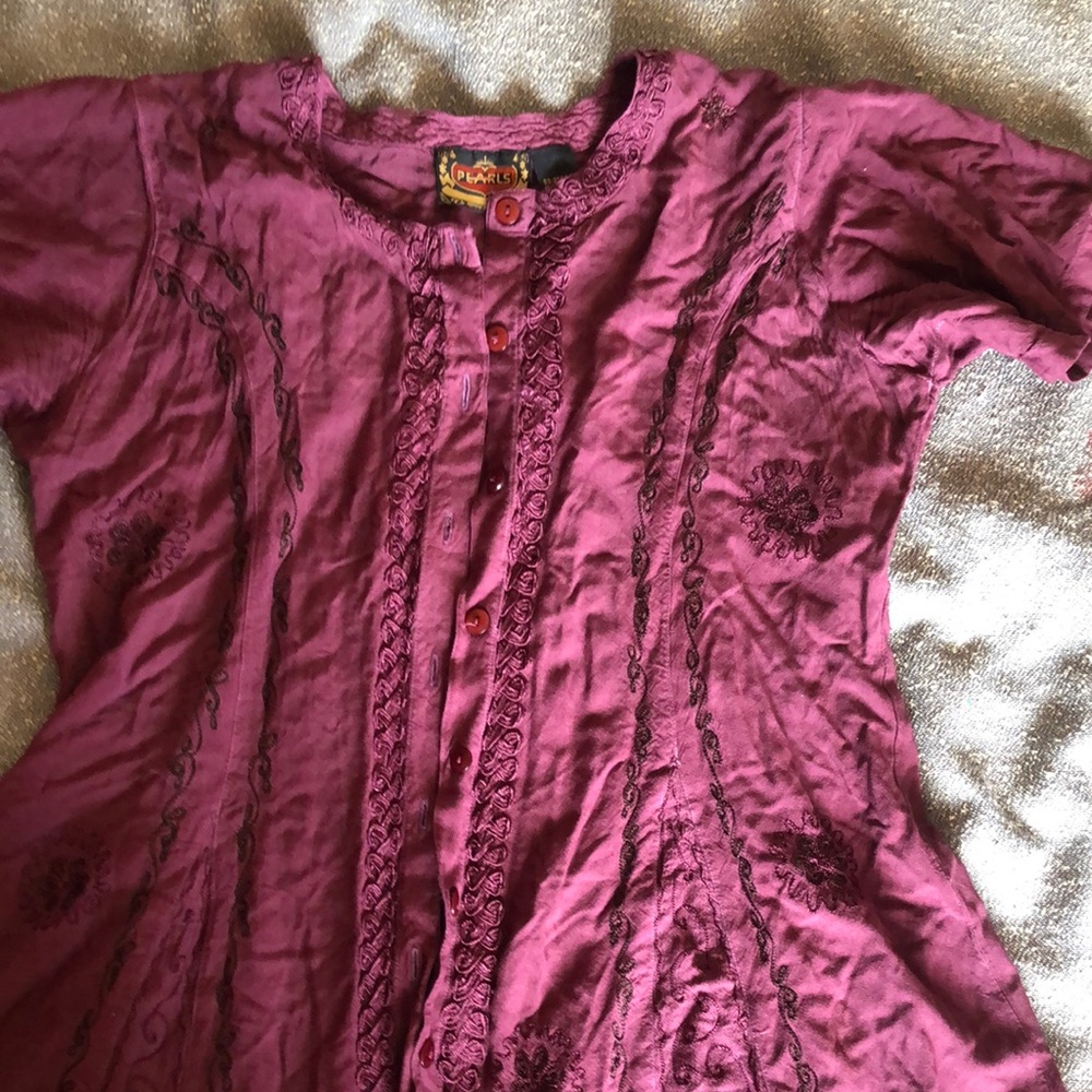 Embroidered Burgundy Top